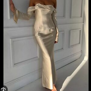 Meshki Giselle Gold Satin Maxi Dress